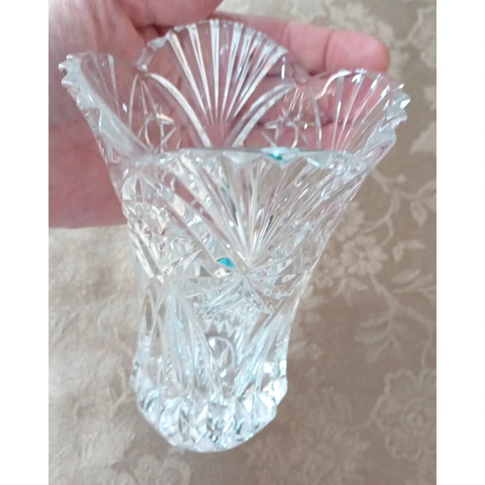 VTG JG Durand Lead Crystal Clear Glass Vase 6 1/2x 4 Vincennes